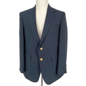 Vintage Edgeworth Mens‎ Navy Blue Blazer Gold Tone Crest Buttons Sport Coat 40S